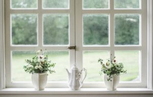 Clean white UPVC windows