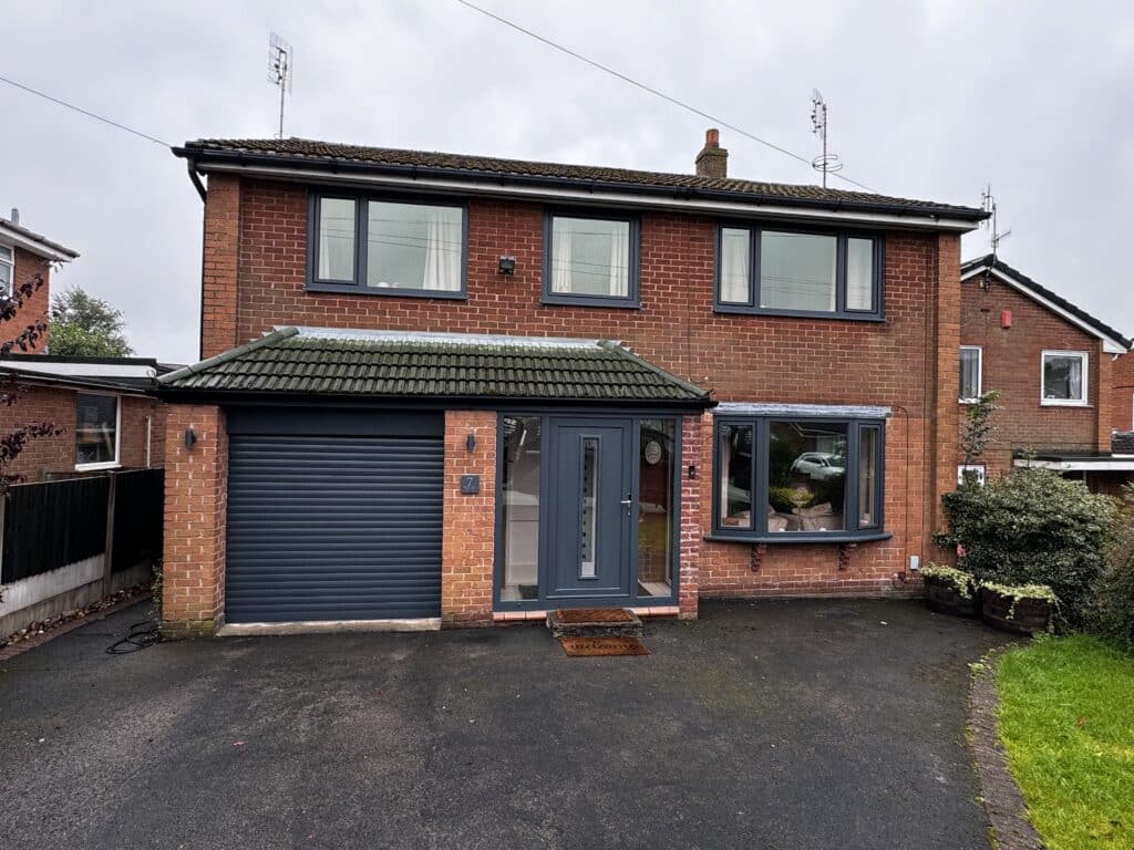 Front of house in Stoke-on-Trent with anthracite grey UPVC spray